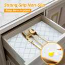 Drawer and Shelf Liner for Kitchen Cabinets, Non-Adhesive Strong Grip Cabinet Liners for Dressers, Durable Waterproof Anti Slip Cupboard Liner, White/Sliver, 12 in x 20 Feet