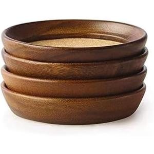Kamenstein 4 Piece Set, Natural Acacia Wood and Cork Stackable Coasters, Set of 4