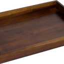 Acacia Wood Serving Tray with Handles, Rustic Wooden Serving Platter for Coffee Table, Ottoman Table, Brown Decorative Organizer for Kitchen Island, 17" x 11" Large Rectangle Centerpiece, 1 Pack