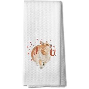 DOFQZ Corgi I Love You Kitchen Towels, Decorative Hand Dish Tea Towels for Her Girlfriend Wife, Corgi Gifts for Corgi Lovers, Kitchen Bathroom Decor, 16x24 Inch, Pack of 2