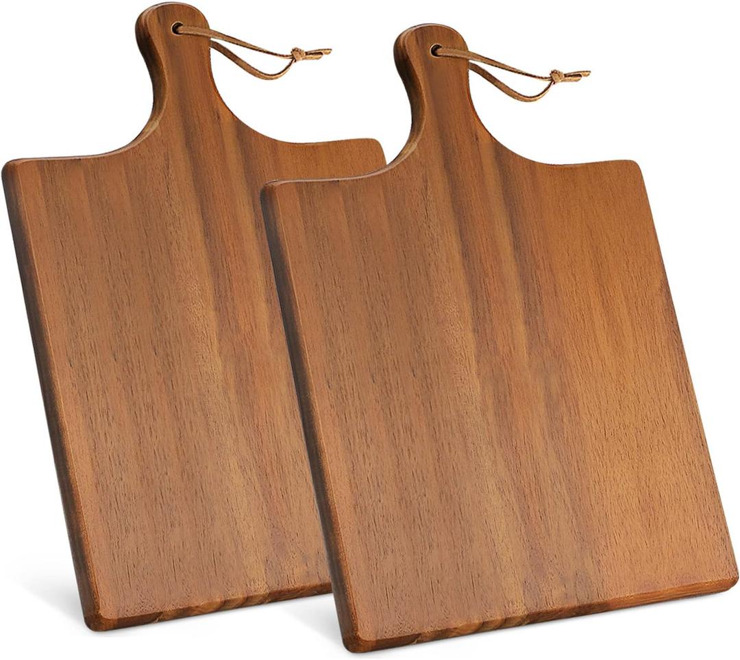 AIDEA Wood Cutting Board Large Charcuterie Board with Handle(17"x11") 2Pack Dark Brown