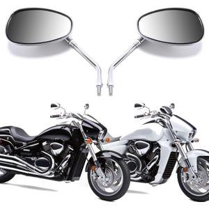 10MM Chrome Motorcycle Handlebar Rearview Side Mirrors for Sports Bike Cruiser Chopper Dirt Bike Scooter (Chrome)
