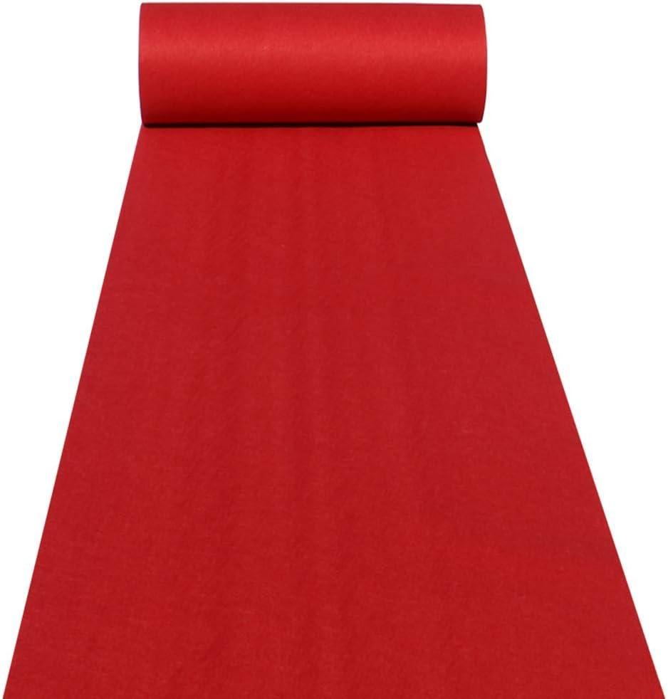 Aisle Runner for Wedding Ceremony, 2X30 ft, Rolled 130 GSM Felt Non-Woven Fabric, Hollywood Red Carpet for EventMovie Theme Party Decorations, Red Runway Rug for Prom