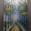 Diathou Art Hand-painted Landscape Oil Painting Contemporary Abstract Vertical Blue Texture Oil Painting Living Room Bedroom wall Decoration 48x24 inch