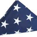 Memorial Flag 5x9.5 ft, 100% Cotton Made American US Burial Flag for Veteran Military, with Embroidered Stars, Sewn Stripes, 4 Rows of Lock Stitching, Brass Grommets, Heavy Duty USA Burial Casket