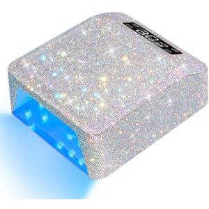 CHRISTINE SHELLY UV Nail Lamp, Rechargeable LED Nail Lamp Sparkly Gel Polish Light 4 Timer Setting Professional Quick Dry Curing Lamp with Display Auto Sensor for Salon & Home