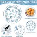 48pcs Scalloped Coastal Party Plates Ocean Theme Party Decorations Tropical Blue Bow Starfish Seashell Tableware Blue Bachelorette Decoration for Summer Beach Wedding Bridal Shower Birthday Supplies