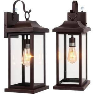 Extra Large 21 Inch Dusk to Dawn Outdoor Light Fixtures Bronze
2-Pack, Brown Porch Lights Outdoor Photocell Sensor, IP65 Waterproof Wall Mounted Lanterns, Vintage Outside Garage Lights