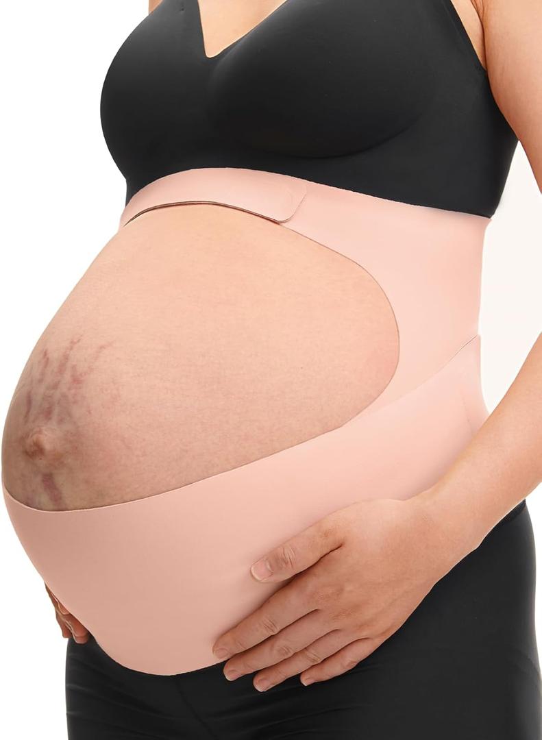 Momcozy Pregnancy Belly Band, CozySupport Ergonest Maternity Belly Band, Invisible Pregnancy Belt for Back, Abdomen, Waist (XX-Large, Oyster Pink)