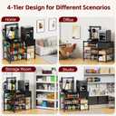 3D Printer Stand with Filament Storage Rack, Black 3D Printer Table with Power Outlet, 3-Tier Filament Holder with Drawer, 3D Printer Filament Stand Organized for Office Workshop Studio