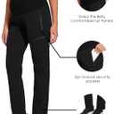 V VOCNI Maternity Cargo Scrub Pants Quick-Dry Hiking Athletic Workout Pregnancy Lounge Casual Outdoor (Black, XXL)