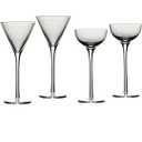 B Brilliant Degustation Tall Stemmed Cordial Glasses 2.5 Ounces, Set of 4 Assorted Shapes, Clear, 4 Piece Assortment