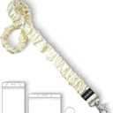 Lanyardio Stretchy Scrunchie Lanyard for ID Badges Keys, Cute Teacher Lanyard for Women with 2 Card Holders 19.6 Inch (Beige)