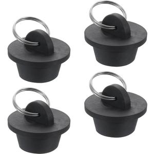 uxcell 4pcs Rubber Drain Stopper with Hanging Ring, Bathtub Drain Plug Fits 7/8 Inch to 1 Inch, Rubber Sink Stopper Drain Plug for Bathtub, Kitchen and Bathroom, Black