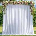 Asee'm 10x8FT White Backdrop Curtains for Parties, Polyester Photo Fabric Curtain Backdrop Drapes for Birthday Wedding Party Decor Background Photography with Rod Pocket, 5x8FT, 2 Panels