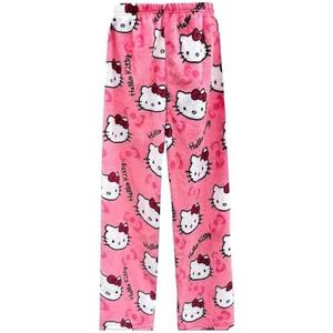 BIUGNVW Anime Pajamas Pants Women Cartoon Family Christmas Pajama Pants Kawaii Flannel Pajama Pants Black and Pink Asian, Size: XL