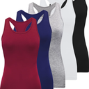 BQTQ 5 Pack Racerback Tank Tops for Women Sleeveless Workout Tank Top Ladies Undershirts Slim Fit Tanks Tops M