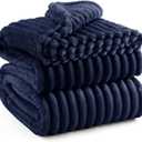 Bedsure GentleSoft Navy Blue Fleece Blanket for Couch - Cozy Soft Blankets for Women, Cute Small Throws for Girls, Navy, 90x90 Inches