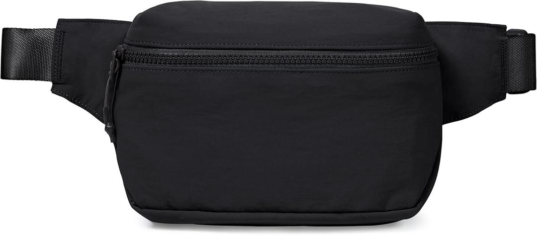 ODODOS 2L Belt Bag for Women Men, Crossbody Fanny Packs with Adjustable Strap Waist Pouch for Workout Hiking Running Travel, Black