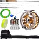 Sougayilang Fly Fishing Rod Reel Combos with Lightweight Portable Fly Rod and CNC-machined Aluminum Alloy Fly Reel,Fly Fishing Complete Starter Package (Fly Fishing Full Kit 5-6#)