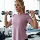 LETSEE Womens Workout Top Short Sleeve Athletic T-Shirt Lightweight Breathable Yoga Gym Tee Loose Fit Summer Activewear (Purple)