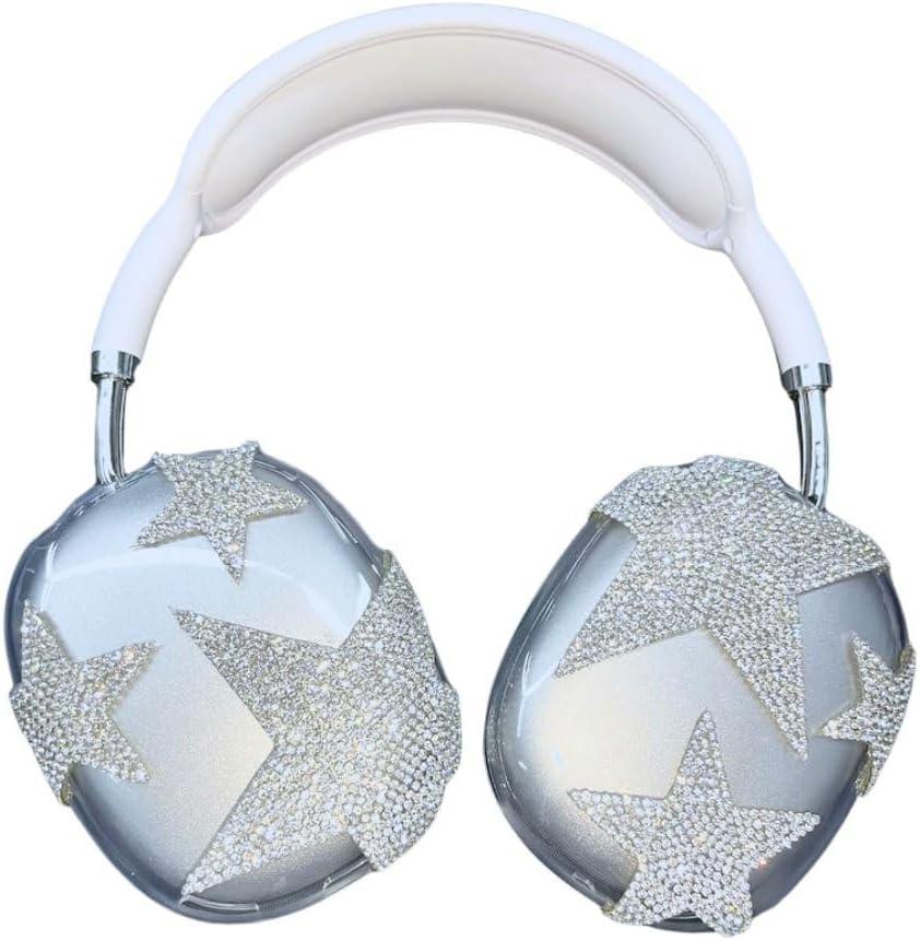 Case Cover for AirPods Max Headphones Glittering gem-Encrusted, Stars Sparkling Rhinestones Accessories Ultra Protective Cover for Apple AirPods Max