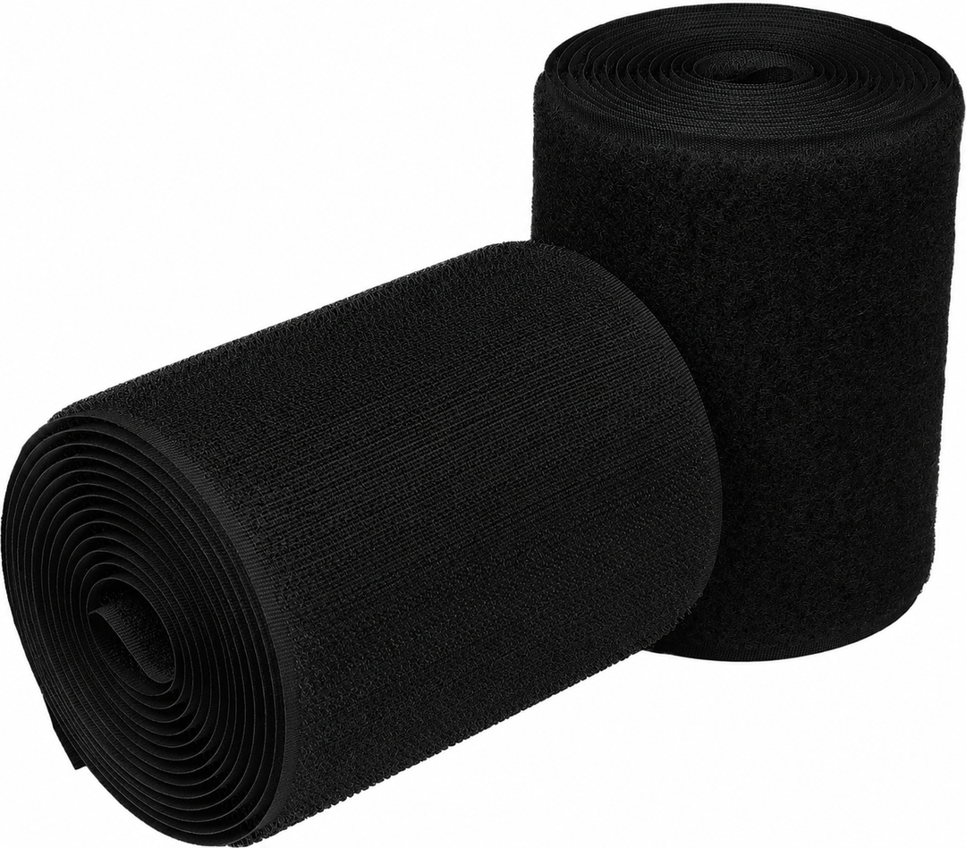 Sew on Hook and Loop Tape 4 Inch Wide,6.5 Feet Non-Adhesive Back Hook and Loop Strips Sewing Fastener Fabric Fastener Non Adhesive Interlocking Tape Black