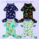 Bienbee Dog Pajamas, 4 Pack Dog Recovery Suit Shedding Suit Cute Soft Puppy Clothes Dogs Pjs Onesies Jammies Adjustable Breathable & Stretchy Clothes for Dogs Girl Boy Puppy-S