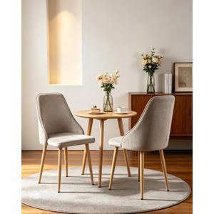 High Back Mid-Century Dining Chairs Set of 2, Modern Kitchen Table Chairs with Sturdy Metal Legs & Wider Padded Seat, Grey Velvet Upholstered Mordern Accent Chairs for Dining Room/Kitchen/Living Room, Oversized
