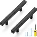 Ravinte Black Cabinet Handles 5 Pack 3-1/2 inch Matte Black Square Cabinet Pulls Kitchen Hardware 6 inch Overall Length Kitchen Drawer Pulls