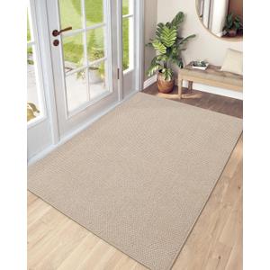 DEXI Indoor Door Mat 36x56, Washable Entrance Mats with Non Slip Rubber Back, Ultra Thin Entryway Mats Absorbent Dirt Carpper Front Back Doormat for Entry Floor Inside Home, Beige (3' x 4'8" (Rectangular))