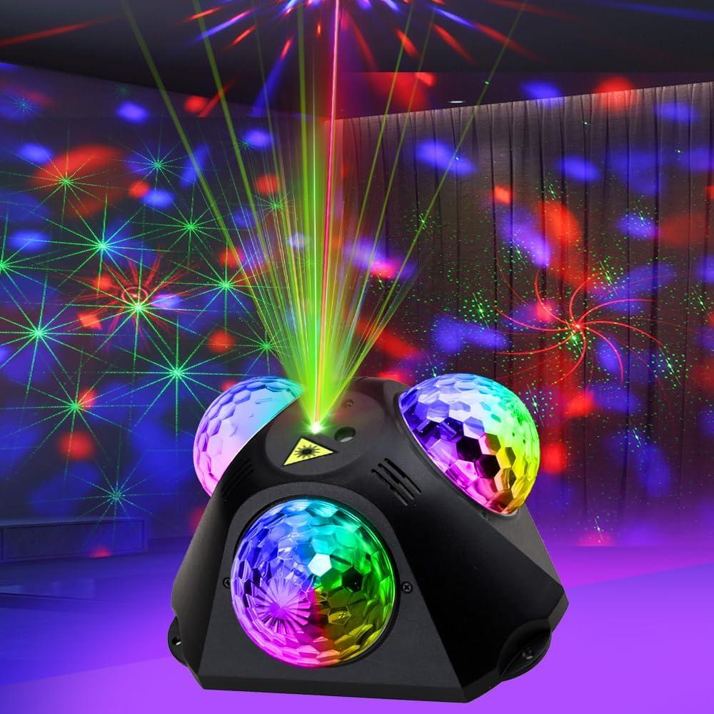 Disco Ball Lights for Parties, Party Dj Lights 3 Magic Ball Sound Activated Strobe Stage Disco Dj Light with Remote Control for Home Karaoke Dance Birthday Wedding Club Party Decoration