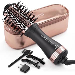 Automatic Dual Voltage Hair Dryer Brush with European Plug,Mini Travel Blow Dryer Brush for Women,Portable Light Weight One Step Hair Dryer and Styler for Kids