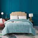 KASENTEX Super Ultra Soft Luxury Plush Sherpa Comforter Queen Size, Cozy Reversible Faux Fur Machine Washable Bedding, Cloud Blue