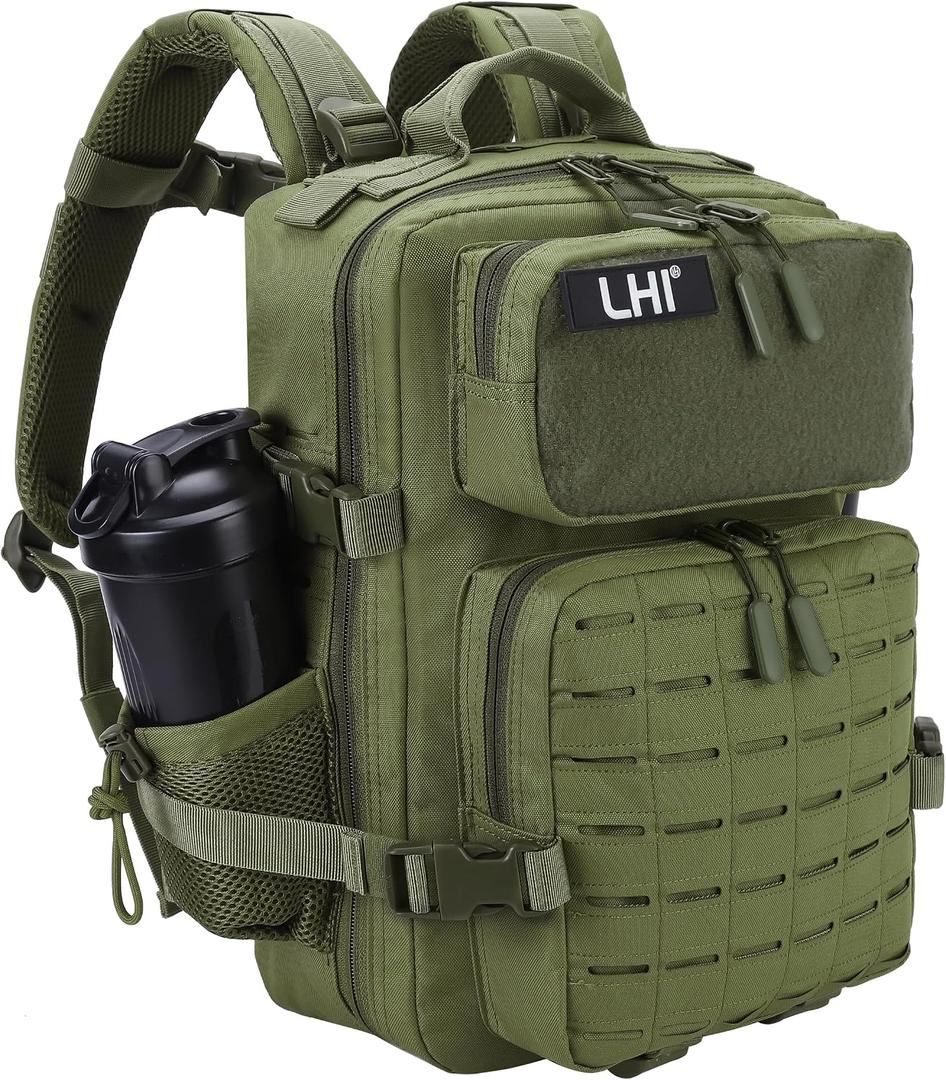 LHI Tactical Military Backpack for Men 25L/45L Large Molle Army Assault Pack 3 Day Hiking Rucksack With Bottle Holder