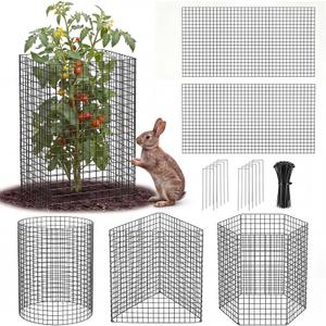 60 Pcs Large Plant Protectors from Animals 24" x 12" DIY Metal Plant Cage for Outdoor Plants Reusable Plants Cage Chicken Wire Cloche with Zip Ties and U Stake to Keep Rabbit Out for Vegetable