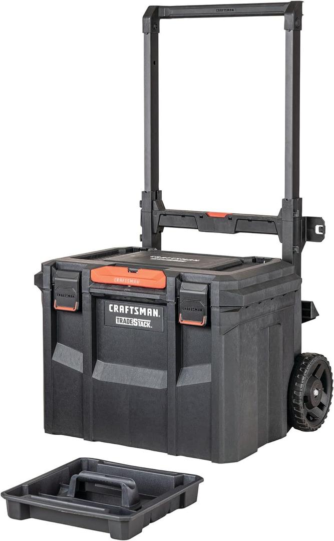 CRAFTSMAN TRADESTACK Tool Box with Wheels, Waterproof, Stackable System, Portable Rolling Storage for Indoor/Outdoor Use, 22.5 Inch (CMST21445)