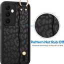 OOK Compatible with Samsung Galaxy S24 Plus Case with Wrist Strap, Cute Black Leopard Cheetah Pattern Soft TPU Bumper Shockproof Protection Slim Cover for Women Girls, for 6.7inch