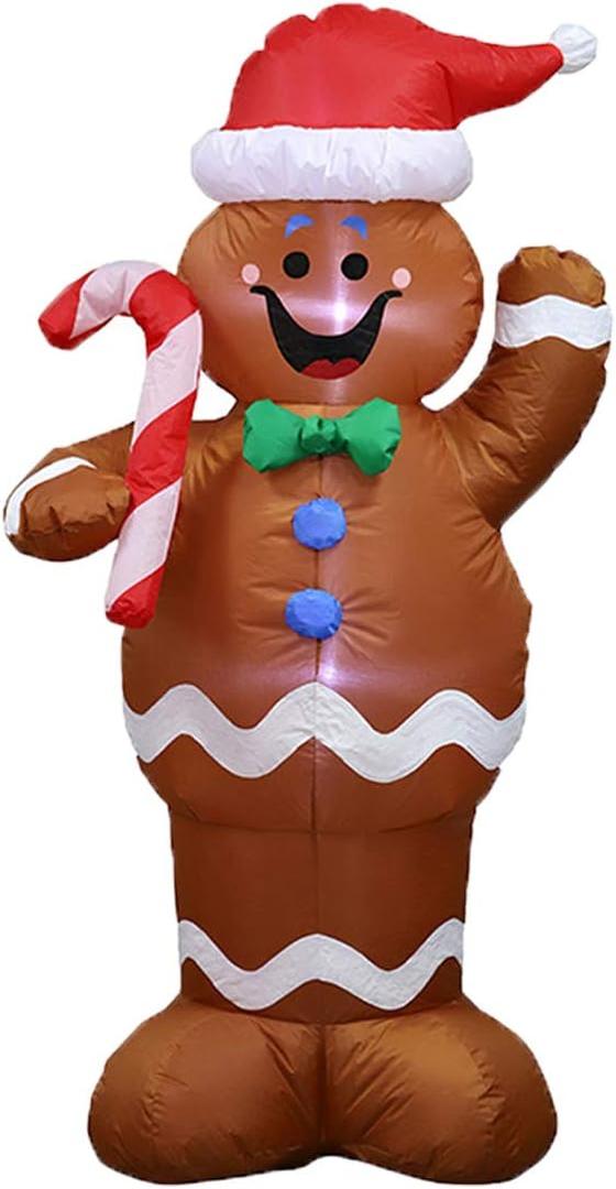 5ft Gingerbread Man Christmas Inflatable Yard Decoration for Christmas Party Decorations Indoor/Outdoor Decor/Lawn Decoration/Xmas Decorations
