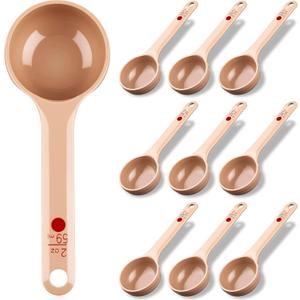 Teenyyou 10 Pcs 2 oz Foodservice Products Measure Spoon with Short Handle Measuring Scoop Miser Food Grade Solid Portion Control Spoon for Oatmeal Creatine Coffee Grains Spices Powders(Beige)