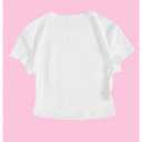RoseSeek Girl's Letter Bow Graphic Tees Short Sleeve Crewneck Cute Shirts for Teen Girls Trendy Blue and White 10Y (White)