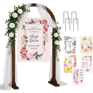 6.6FT Wooden Wedding Arches for Ceremony Wooden Arbor Arch Backdrop Stand with Design Bundle for Indoor Outdoor Birthday Party Garden Beach Forest Rustic Boho Decor Wedding Arches for Ceremony