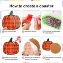 SWEKKE Pumpkin Diamond Paintings Kits with Holder,8Pcs DIY Fall Autumn Leopard Print Plaid Diamond Art Kits,Full Coasters Diamond Painting Kits Beginners Art Craft Supplies for Adults (Style2)
