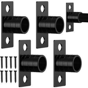 Pelopy 4 Pcs Inside Mount Curtain Rod Bracket 3/8" Bracket Set for 3/8" Rodding (Black)