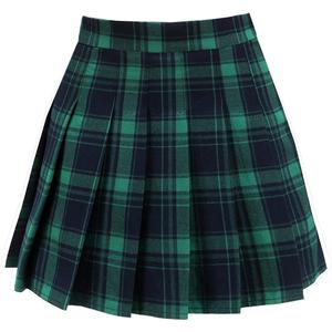 Women's High Waist A-Line Pleated Mini Skirt Short Tennis Skirt (Green, XL)