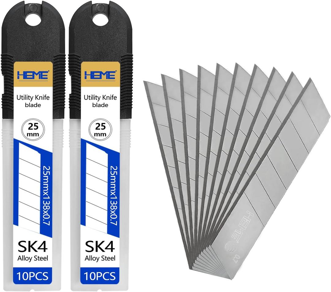Tools 20Pcs 25mm Utility Knife Replacement Blades Snap off 60 DegreeBlades for Utility Knife and 25mm Box Cutter - Razor Sharp SK4 Steel