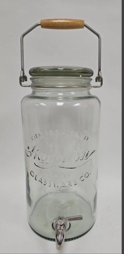 Mason Craft & More Drinkware Collection- Durable Glass Beverage Glassware, Gallon Mason Drink Dispenser With Leak Proof Spigot and Screw On Metal Lid  7 L
