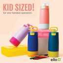 Ello Kids Colby 12oz Stainless Steel Insulated Water Bottle with Straw and Built-In Silicone Coaster Carrying Handle and Leak-Proof Locking Lid for School Backpack, Lunchbox, and Outdoor Sports