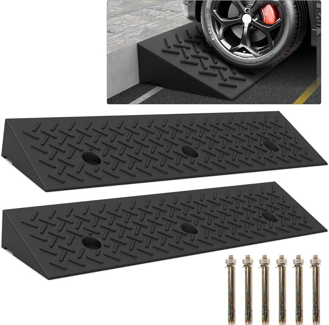 2 Pcs 3.9" Height Rubber Curb Ramp Threshold Ramps,3.9" H 38.5" L 9.5" W.Heavy Loading 3 Tons(6600 LB) Capacity,Car Slope for Driveway Dock Bike Vehicle Warehouse Motorcycle (3.9" H)