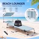 Karenhi 4 Pcs Tanning Chair Set with Canopy Shade Face Hole Includes an Adjustable Sun Lounger Chair, Portable Beach Table, and 2 Pcs Replacement Towels for Outside Sunbathing Poolside(Blue), 35.43" x 68.90"